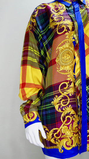 Gianni Versace 1990s Multi-Colored Plaid Shirt