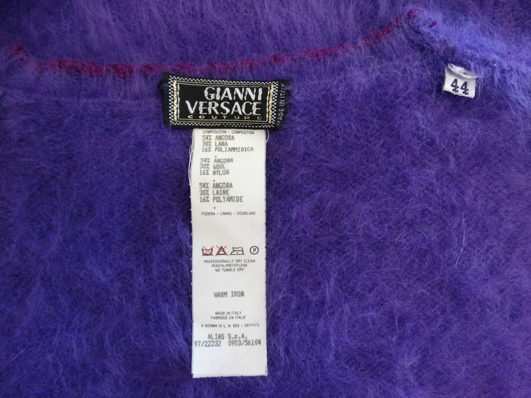 1990s Gianni Versace Couture Purple Angora Sweater Vest