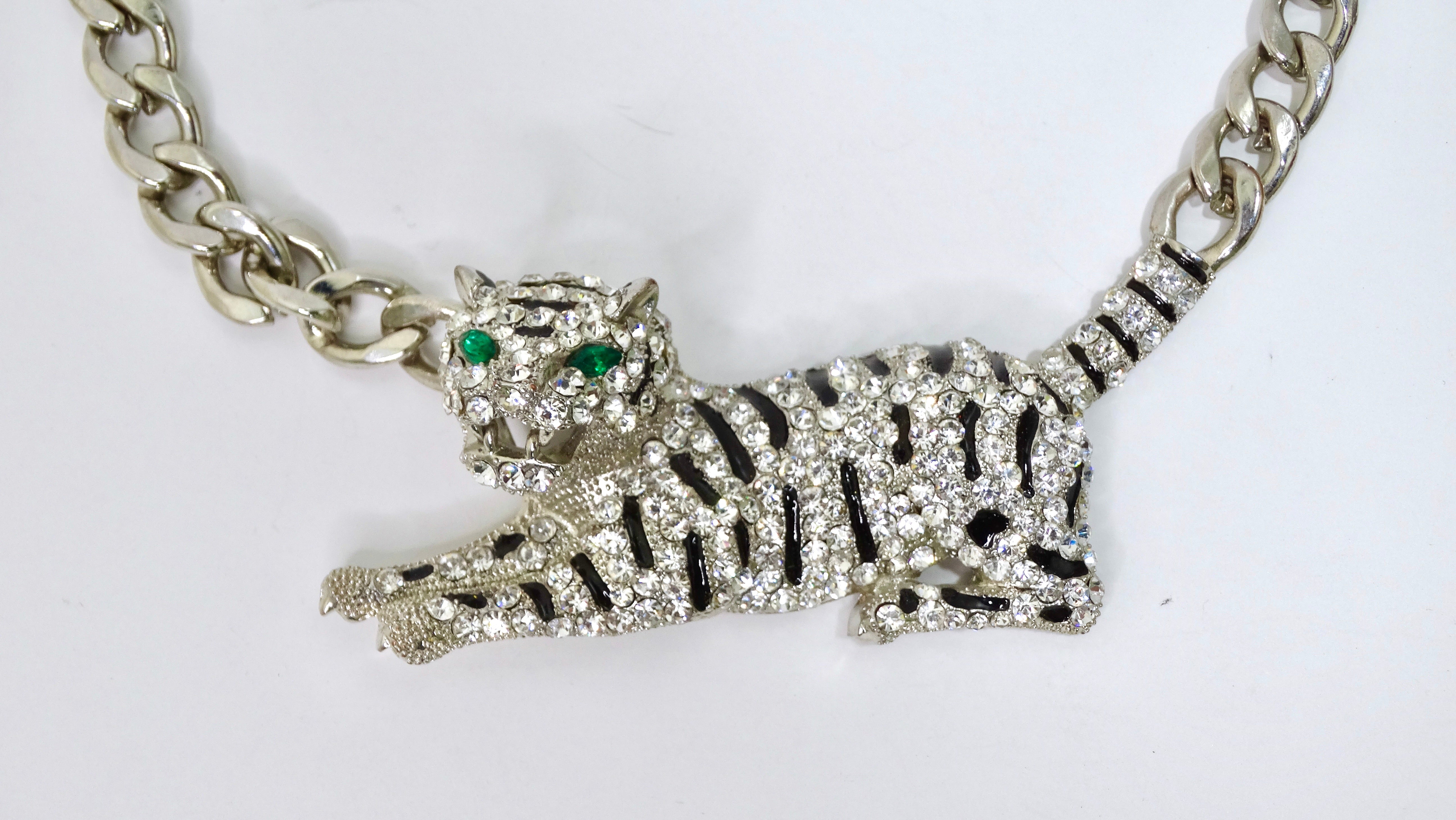Embellished Tiger Pendant Chain Necklace – Vintage by Misty