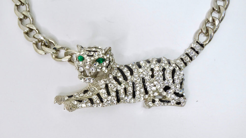 Embellished Tiger Pendant Chain Necklace