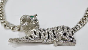 Embellished Tiger Pendant Chain Necklace