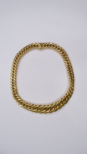 Curb Link 18k Yellow Gold Flat Choker Necklace