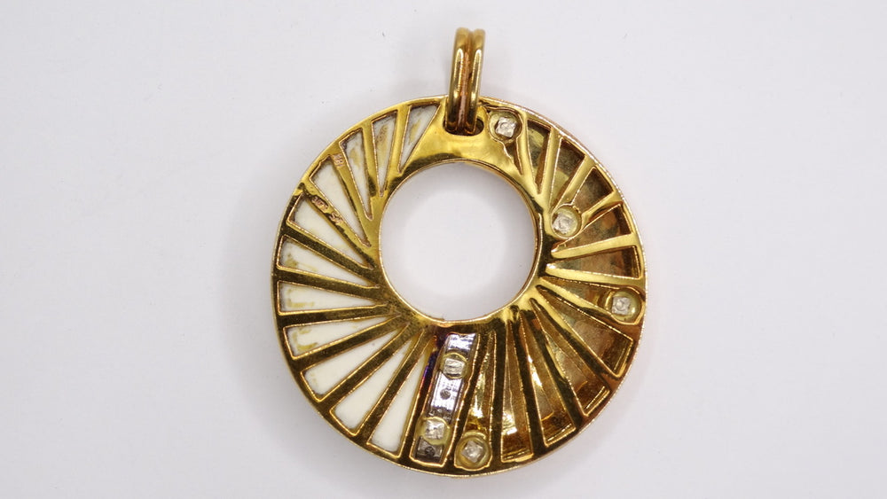 Diamond, and Gold Large Two-Tone Pendant