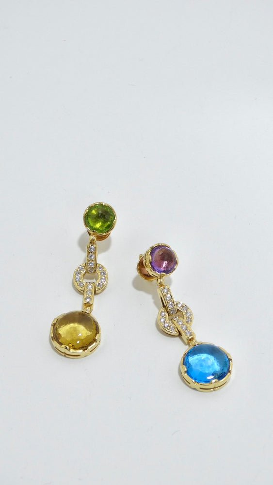18k Yellow Gold and Multi-Gemstone Earrings