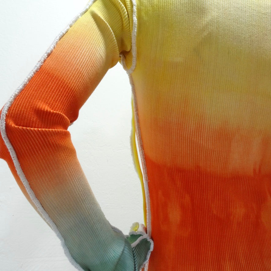 Artisan Made Hand Dyed Rib Knit Long Sleeve Top