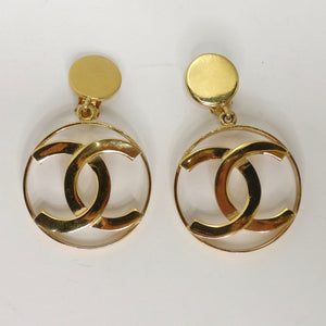 Gold Chanel CC Earrings