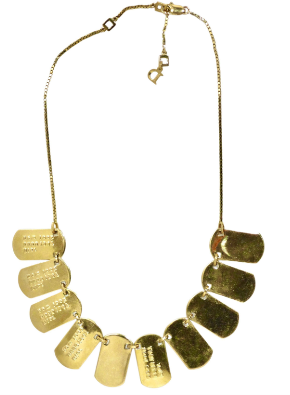 CHRISTIAN DIOR Dog Tag Charm Logo Necklace Galliano Era Vintage
