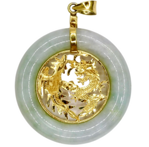 Jade Dragon 24k Gold Large Pendant