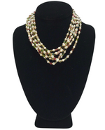 Pearl and Tourmaline 1980's Statement Multi-Chain Necklace