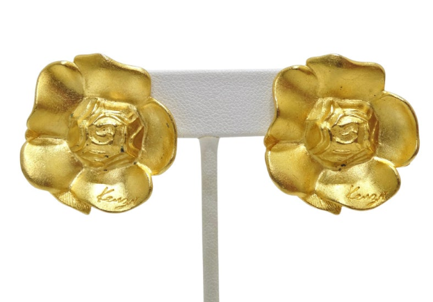 Kenzo Gold Flower Earrings – Vintage by Misty