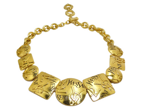 YVES SAINT LAURENT Logo Geometric Necklace Vintage by Misty