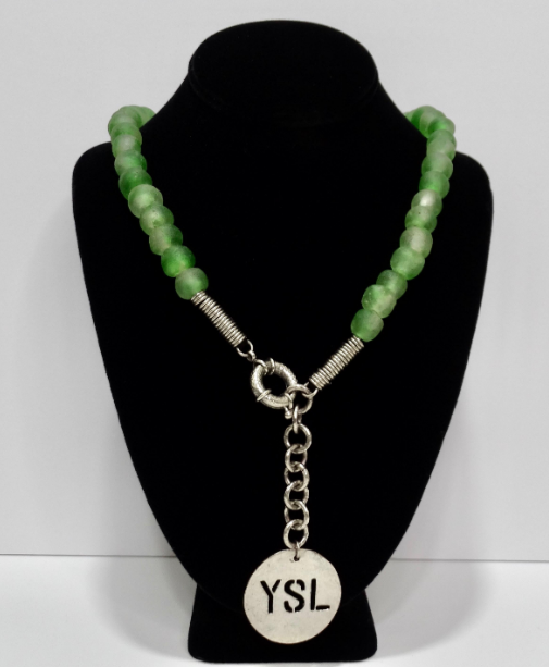 1980's Yves Saint Laurent Sea Glass Necklace