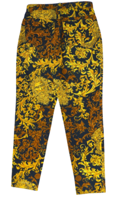 Plus Size Black Baroque Printed High Waist Pants