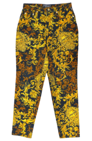 Versace Jeans Couture Baroque-Print Cropped Jeans