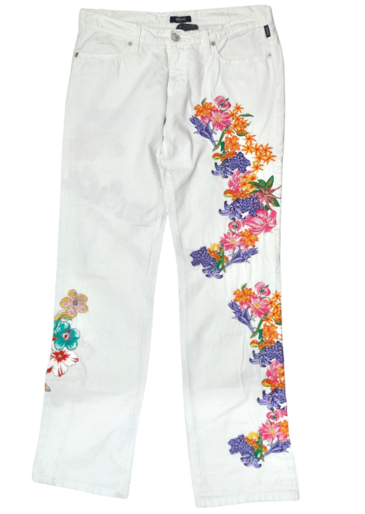 Versace Jeans Couture Flower Embroidered Jeans