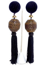 Lawrence Vrba Black Fringe Statement Earrings