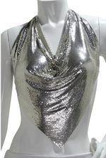 Whiting & Davis Gold Metal-Mesh Halter Top