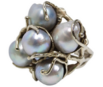 Cultured Pearl 14k White Gold 1970's Ring