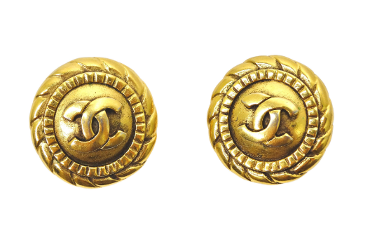 Chanel 1990's Gold Textured CC Round Earrings – Vintage by Misty