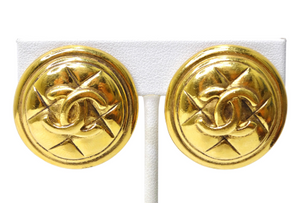 Chanel 1990's 'Quilted' Gold Earrings