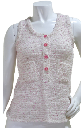 Tops Chanel Knitted Short Sleeve Hoodie Size 38 FR