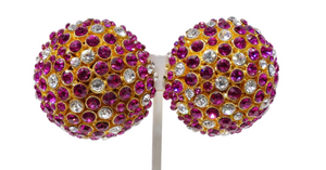 Purple Vintage Dome Clip-On Earrings