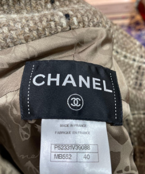 Chanel Wool Beige Tweed Long Coat