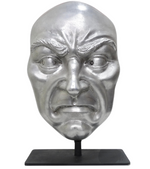 Metallic 'Angry Face' Sculpture