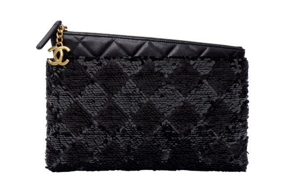 CHANEL Quilted Lambskin Metal Bar Clutch Bag Green 1037643