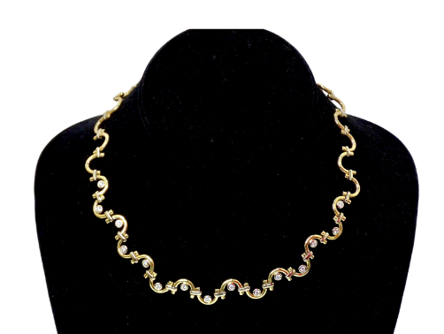 1960's Diamond and 18k Gold French Necklace