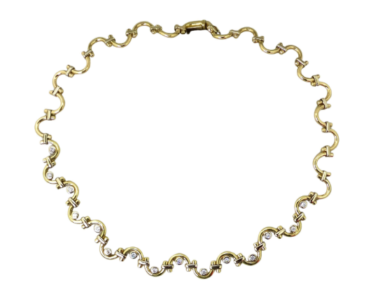 1960's Diamond and 18k Gold French Necklace
