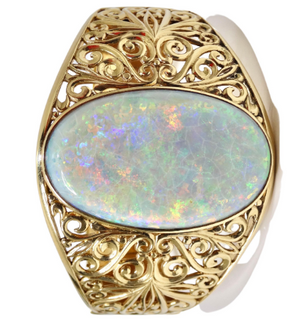 Natural Australian Opal Cabochon Bangle Bracelet