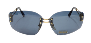 Versace 1990's Gold Medusa Rectangle Sunglasses