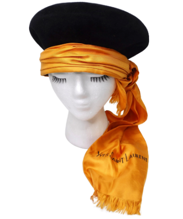 Yves Saint Laurent Rare Hat with Silk Scarf