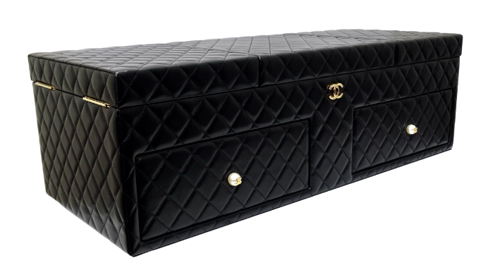 CHANEL Lambskin Quilted Large Cosmetic Case Black 1256928