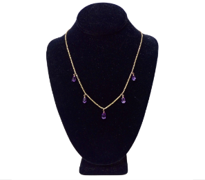 14k Gold and Amethyst Teardrop Necklace