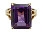 Amethyst Emerald Cut 14k Gold Solitaire Ring