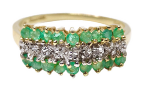 Diamond & Emerald Cluster Ring