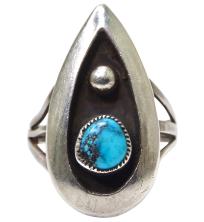 Turquoise Sterling Silver Pear-Shaped Ring
