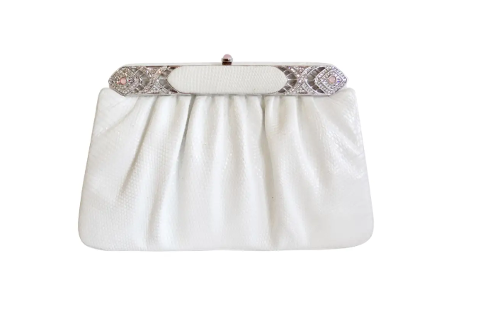 Judith Leiber Rose Crystal-embellished Clutch Bag in White