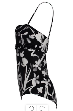 Chanel Size 40 Black Floral Swimsuit