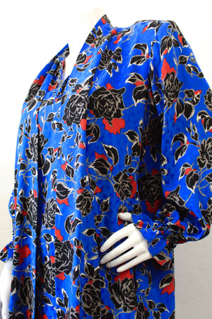 1980s Yves Saint Laurent Floral Print Dress