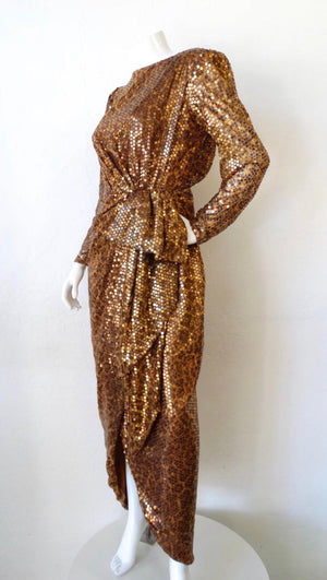 Saks Fifth Avenue Leopard Sequins Dress Vintage by Misty Saks Fifth Avenue Leopard Sequins Dress Vintage by Misty