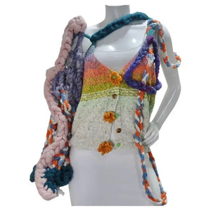 Elliana Capri Reworked Chunky Knit Asymmetric Cardigan