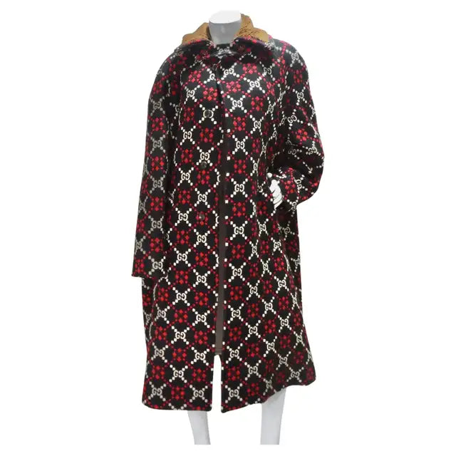 Gucci Diamond Wool GG Logo Oversized Cape Coat Vintage by Misty